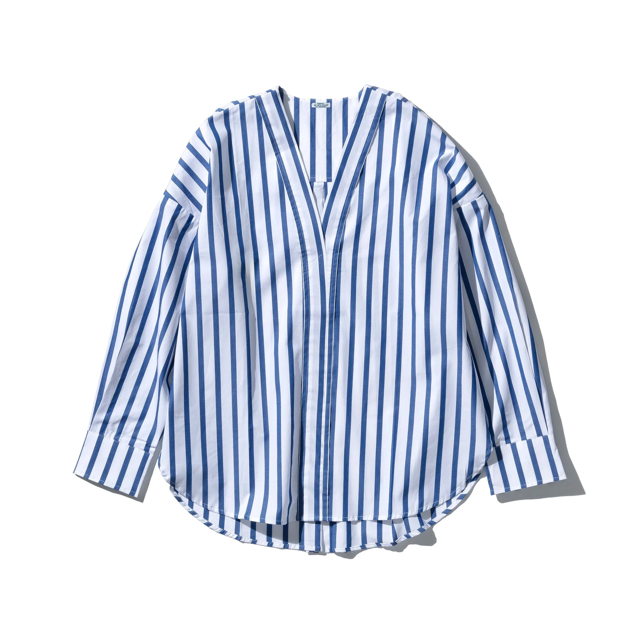 Cotton V-Neck Stripe Shirt - Image 3