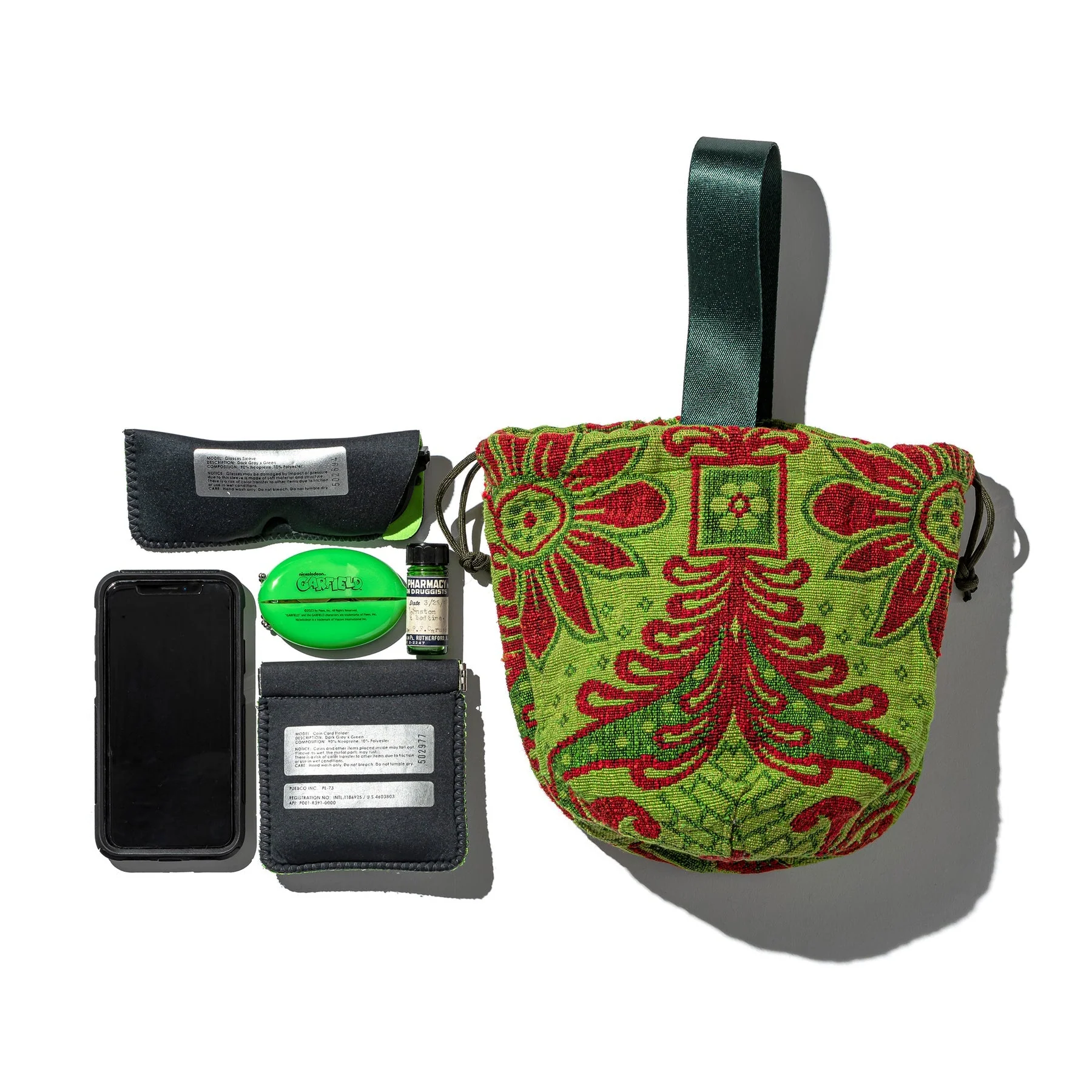 Jacquard Fabric Drawstring Bag - Image 2