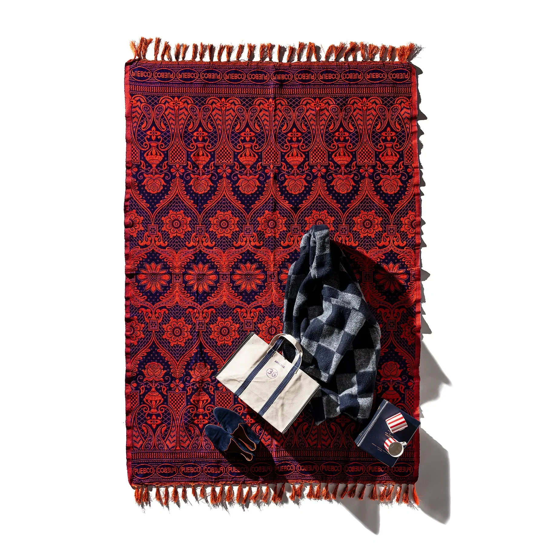 Reversible Jacquard Rug - Navy Blue - Image 2