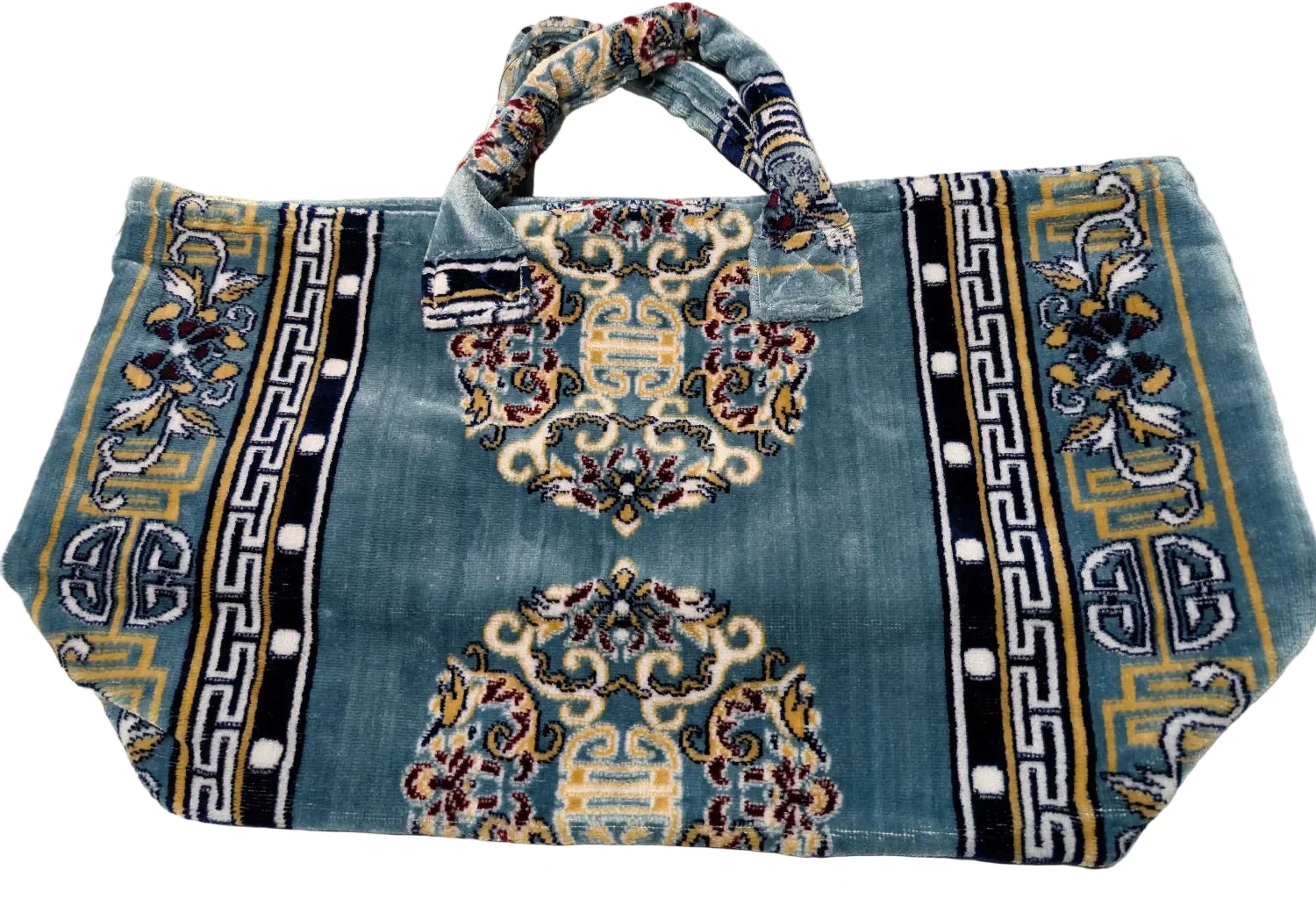Polyester Cotton Rug Fabric Bag Blue x Yellow - Image 3