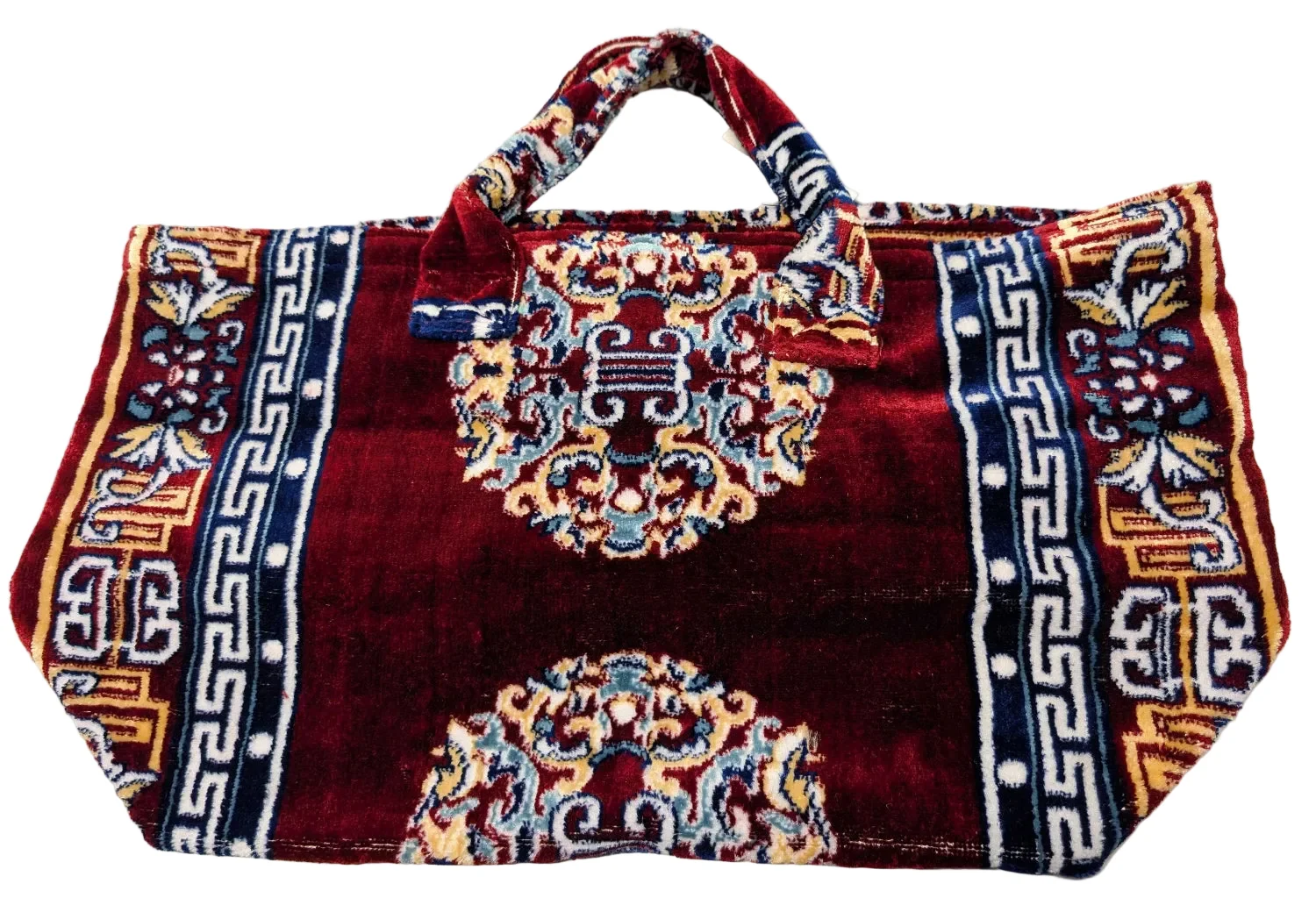 Polyester Cotton Rug Fabric Bag Burgundy x Yellow - Image 3