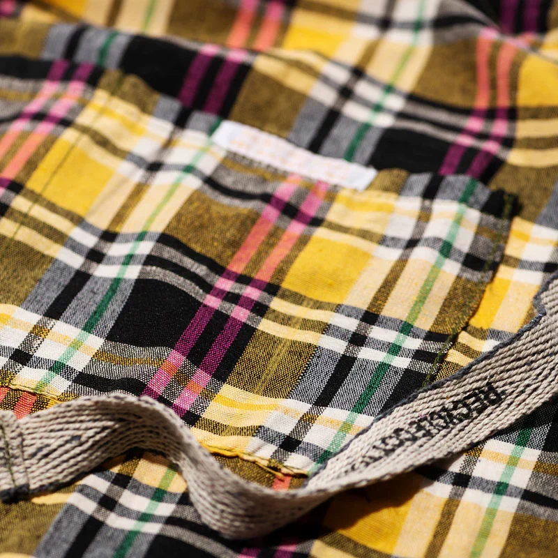 Recycle Cotton Check Apron Yellow - Image 4